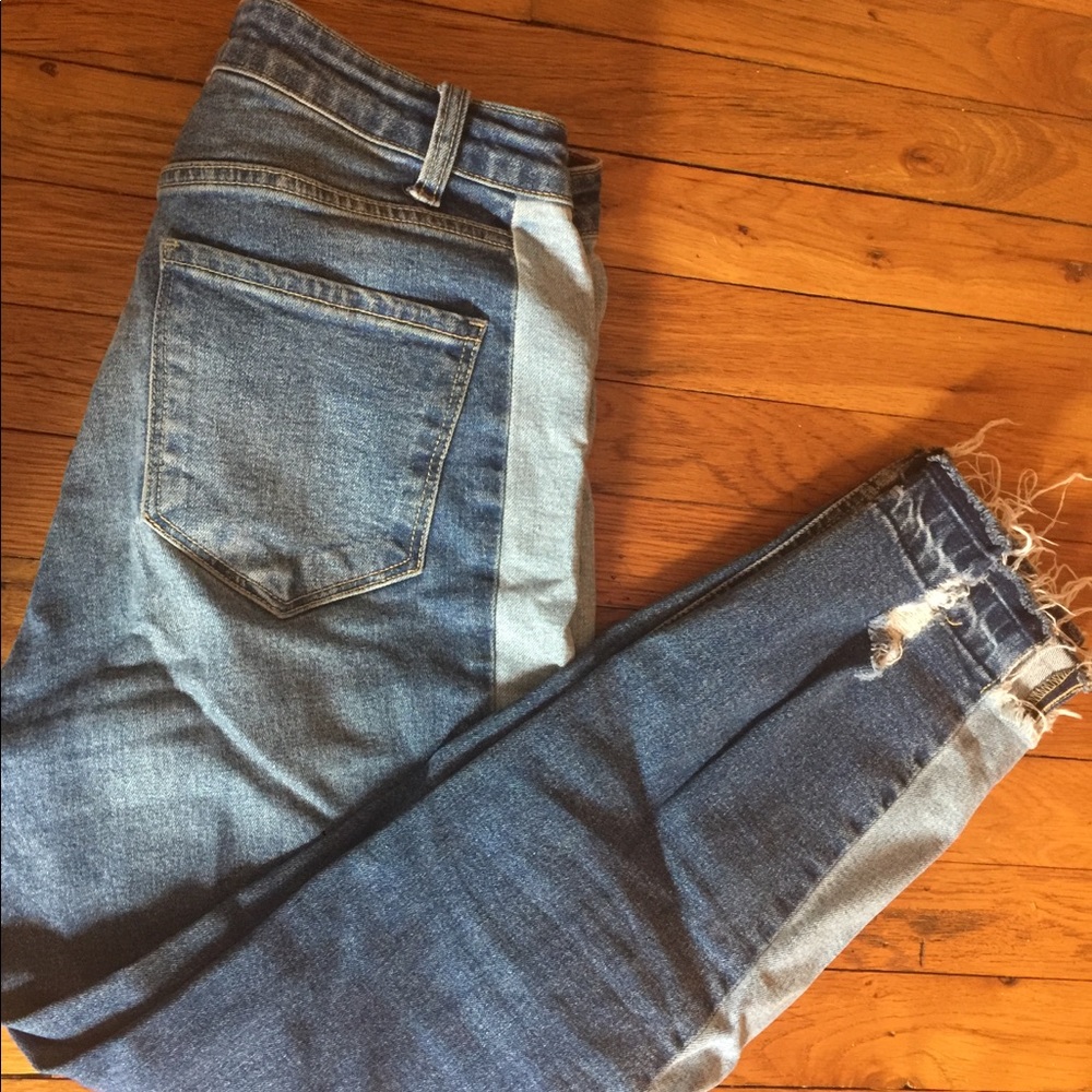 Dual tone high waist jeans